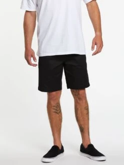 Volcom Frickin Elastic Waist In Black Shorts