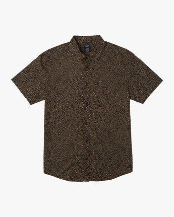 RVCA No Fun In Brown Woven Shirt